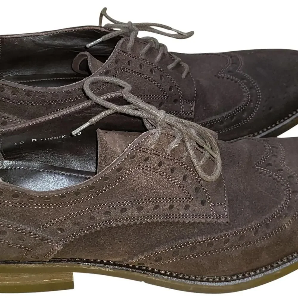Donald Pliner Mens Brown Brogue Wingtips 10M Emerik